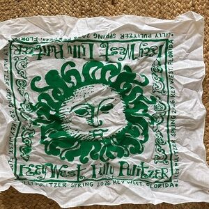 Lilly Pulitzer Key West Green and White Hand Painted Scarf